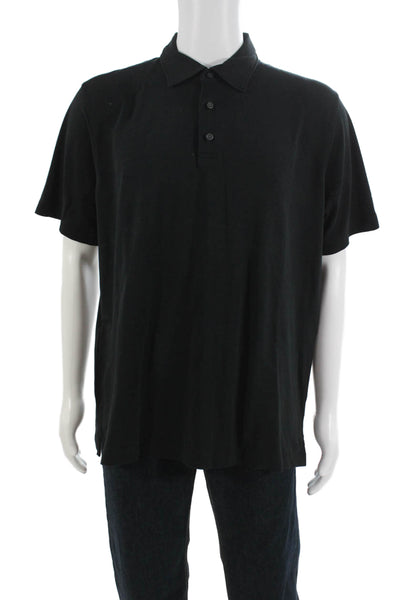 Joseph Abboud Mens Cotton Collar Short Sleeve Polo Shirt Black Size XL