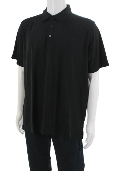 Joseph Abboud Mens Cotton Collar Short Sleeve Polo Shirt Black Size XL