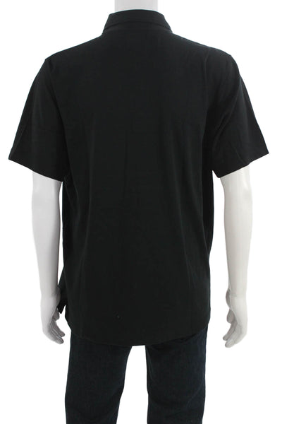 Joseph Abboud Mens Cotton Collar Short Sleeve Polo Shirt Black Size XL