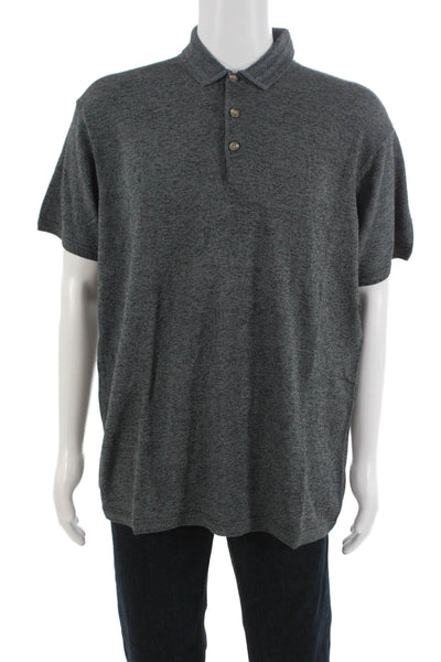 Donna Karan New York Mens Collar Short Sleeve Polo Shirt Gray Size XL