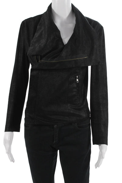SW3 Bespoke Womens Black Motorcycle Jacket Zip Size M