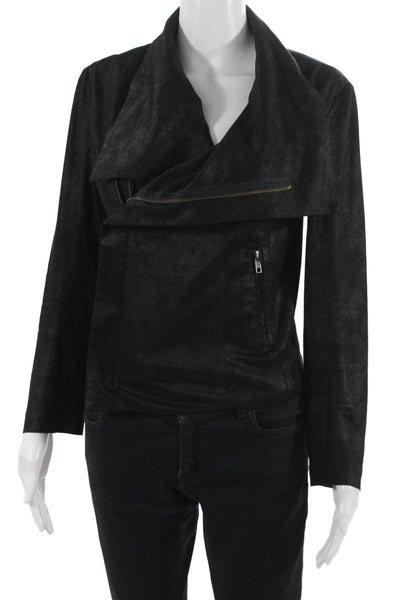 SW3 Bespoke Womens Black Motorcycle Jacket Zip Size M