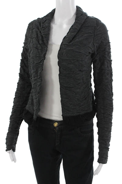 Pete Womens Dark Gray Grunge Long Sleeve Solid Jacket Size M