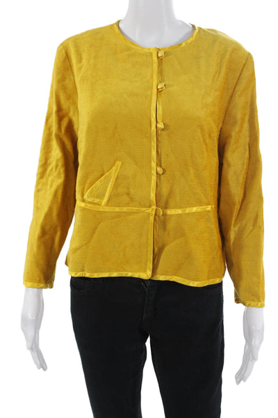 Annikki Karvinen Women Yellow Button Front Cotton Blend Jacket Size S