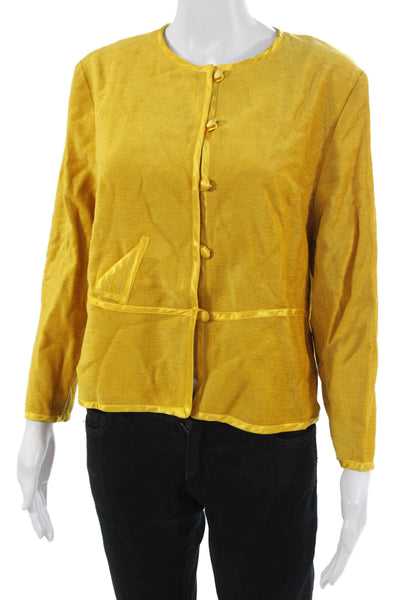 Annikki Karvinen Women Yellow Button Front Cotton Blend Jacket Size S