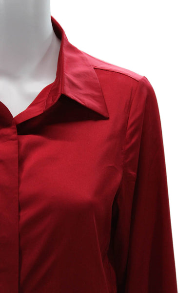 Andrea Iyamah Womens Red Collared Button Up Long Sleeve Basic Blouse Size XS