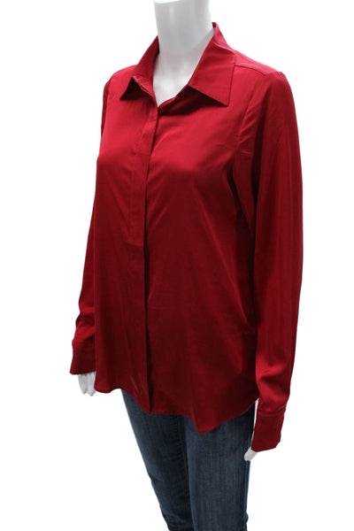 Andrea Iyamah Womens Red Collared Button Up Long Sleeve Basic Blouse Size XS