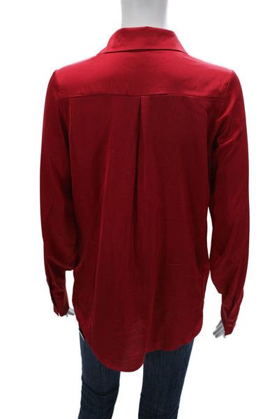 Andrea Iyamah Womens Red Collared Button Up Long Sleeve Basic Blouse Size XS