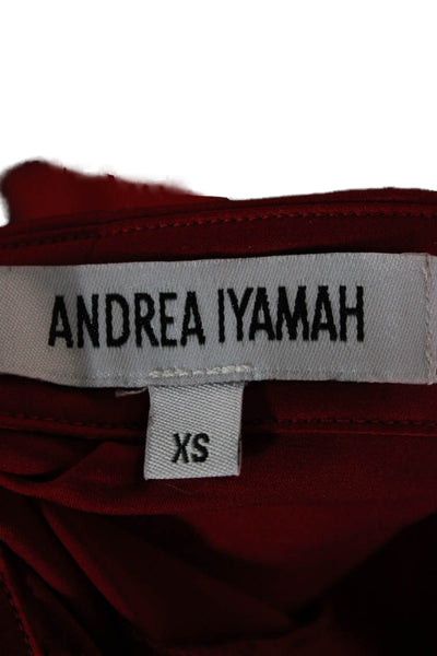 Andrea Iyamah Womens Red Collared Button Up Long Sleeve Basic Blouse Size XS