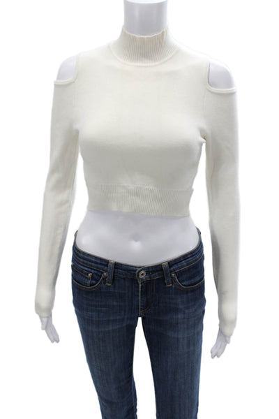Jonathan Simkhai Unisex Pullover White Mock Neck Long Sleeve Rayon Size XS