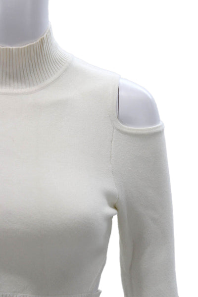 Jonathan Simkhai Unisex Pullover White Mock Neck Long Sleeve Rayon Size XS