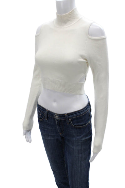 Jonathan Simkhai Unisex Pullover White Mock Neck Long Sleeve Rayon Size XS