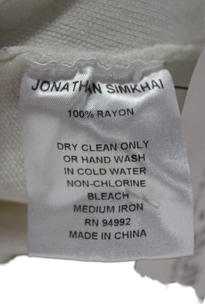 Jonathan Simkhai Unisex Pullover White Mock Neck Long Sleeve Rayon Size XS