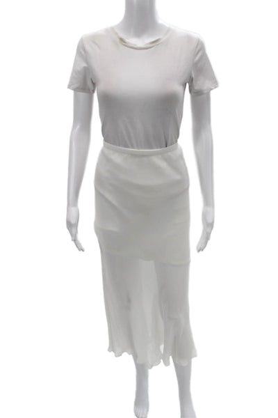 J Crew Women Maxi Skirt White 100% Viscose Solid Knee Length Size S