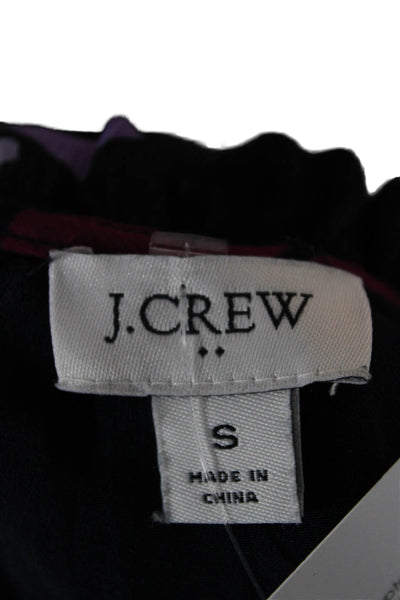 J Crew Women Blouson Floral Sleeveless Black Short Dress Tie Waist Size S