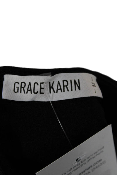 Grace Karin Womens Wrap Dress Black V Neck Tie Short Sleeve Size M