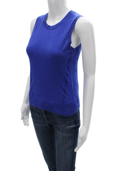 Banana Republic Women Tank Blue Stretch Cotton Crew Neck Sleeveless Size XS
