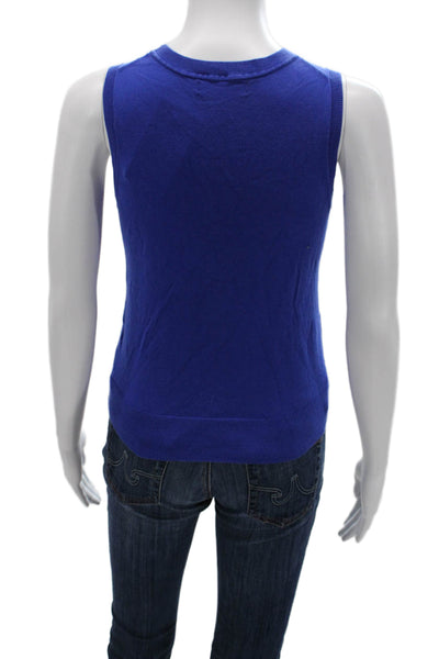 Banana Republic Women Tank Blue Stretch Cotton Crew Neck Sleeveless Size XS