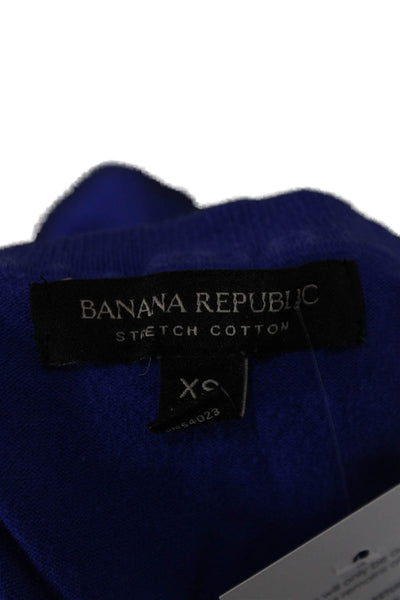 Banana Republic Women Tank Blue Stretch Cotton Crew Neck Sleeveless Size XS