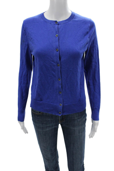 Banana Republic Women Blue Stretch Cotton Cardigan Crewneck Size S