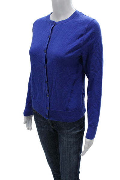 Banana Republic Women Blue Stretch Cotton Cardigan Crewneck Size S