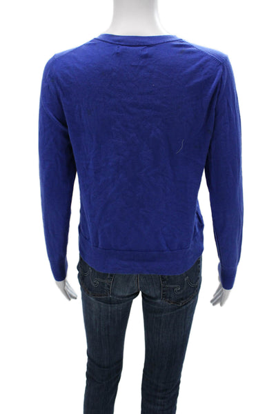 Banana Republic Women Blue Stretch Cotton Cardigan Crewneck Size S