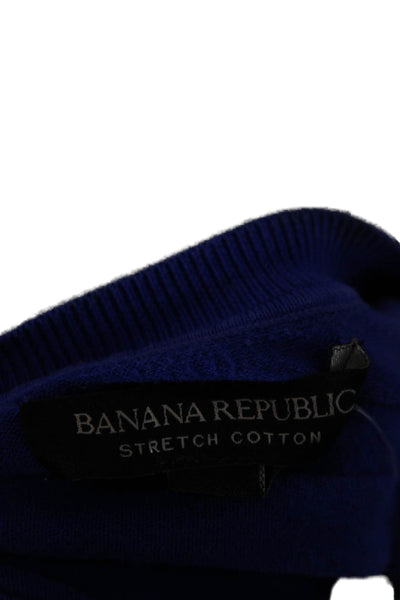 Banana Republic Women Blue Stretch Cotton Cardigan Crewneck Size S