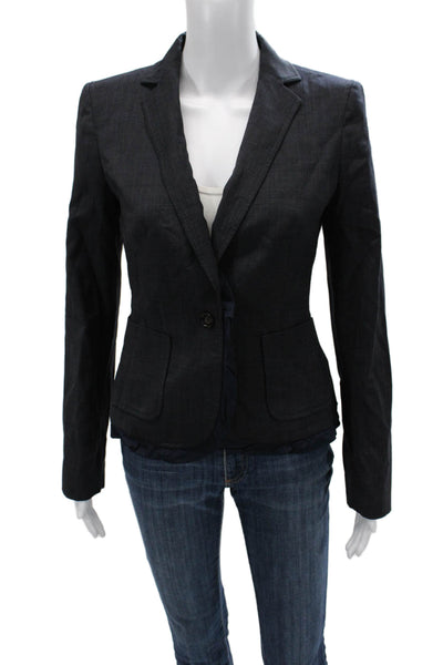 Banana Republic Womens Dark Blue Wool Blazer Collared Button Long Sleeve Size 6
