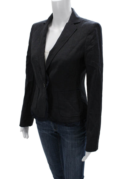 Banana Republic Womens Dark Blue Wool Blazer Collared Button Long Sleeve Size 6