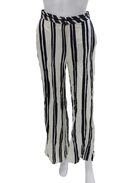 Zara Women Striped White Viscose Pants Size XS