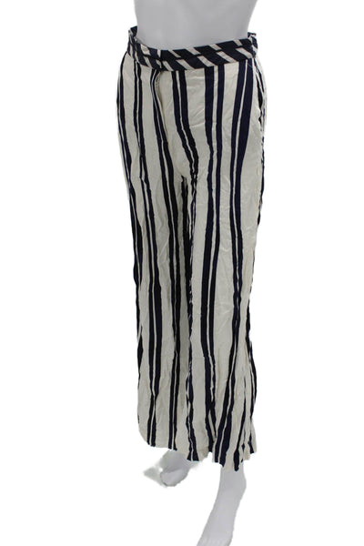 Zara Women Striped White Viscose Pants Size XS
