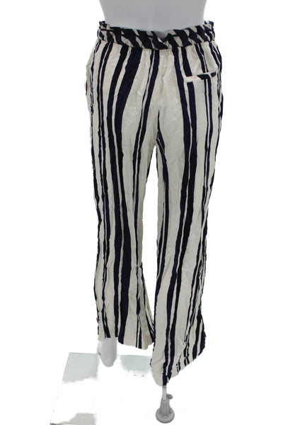 Zara Women Striped White Viscose Pants Size XS