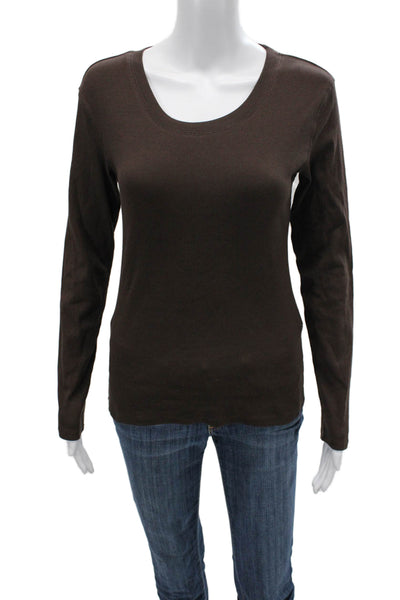 Zara Women Basic Brown Long Sleeve T-Shirt Size M