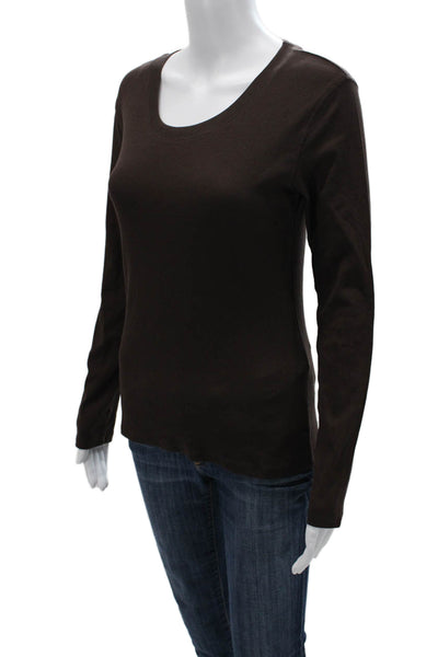 Zara Women Basic Brown Long Sleeve T-Shirt Size M