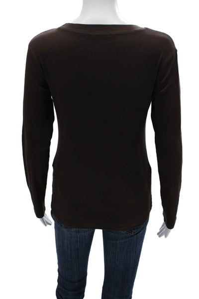 Zara Women Basic Brown Long Sleeve T-Shirt Size M