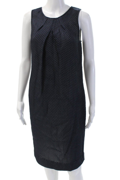 Piazza Sempione Women Sheath Dress Dark Blue Geometric Sleeveless Size 42