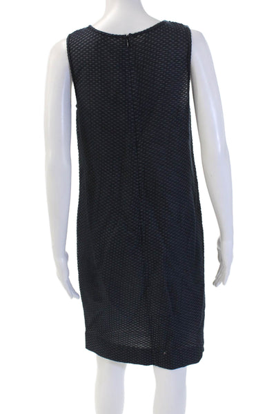 Piazza Sempione Women Sheath Dress Dark Blue Geometric Sleeveless Size 42