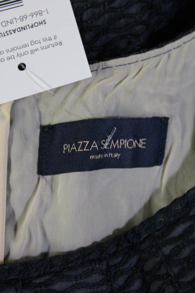 Piazza Sempione Women Sheath Dress Dark Blue Geometric Sleeveless Size 42