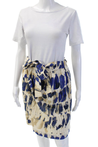 Piazza Sempione Women Wrap Skirt Beige Cotton Graphic Print Mini Size 40