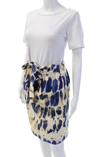 Piazza Sempione Women Wrap Skirt Beige Cotton Graphic Print Mini Size 40