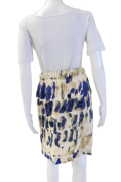 Piazza Sempione Women Wrap Skirt Beige Cotton Graphic Print Mini Size 40