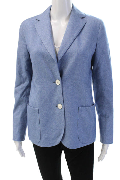 Akris Punto Unisex Blue Cashmere Blend Button Blazer Sleeve Size 6
