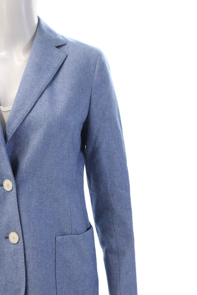 Akris Punto Unisex Blue Cashmere Blend Button Blazer Sleeve Size 6