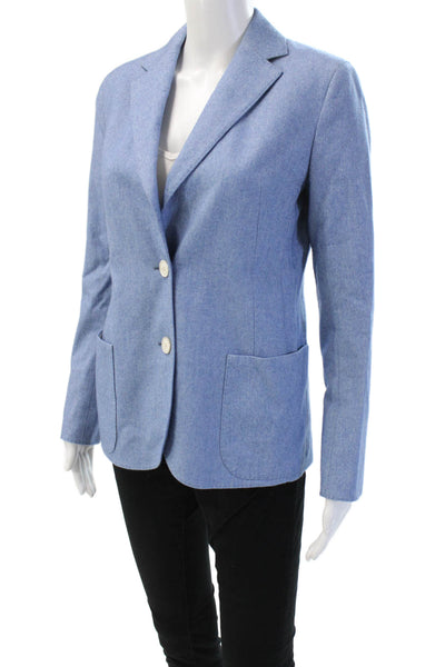 Akris Punto Unisex Blue Cashmere Blend Button Blazer Sleeve Size 6