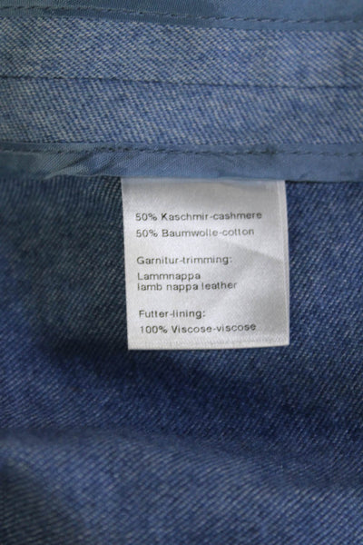 Akris Punto Unisex Blue Cashmere Blend Button Blazer Sleeve Size 6