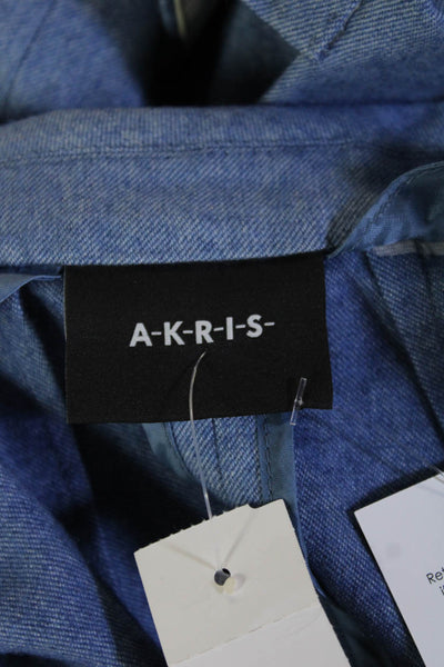 Akris Punto Unisex Blue Cashmere Blend Button Blazer Sleeve Size 6