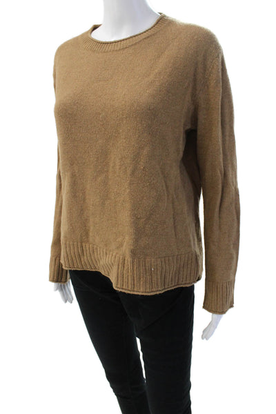 Jenni Kayne Unisex Pullover Sweater Brown Crew Neck Cashmere Wool Blend Size S