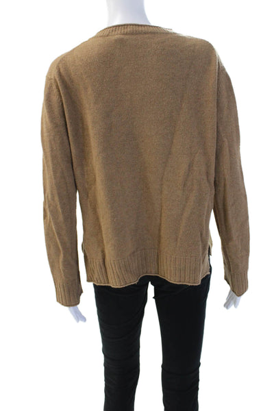 Jenni Kayne Unisex Pullover Sweater Brown Crew Neck Cashmere Wool Blend Size S