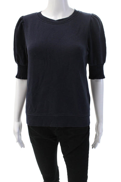 Joie Womens Basic Crew Neck Short Sleeve Dark Blue Cotton T-Shirt Size S