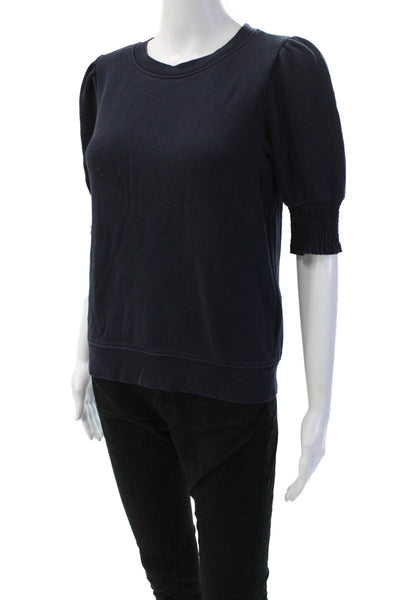 Joie Womens Basic Crew Neck Short Sleeve Dark Blue Cotton T-Shirt Size S